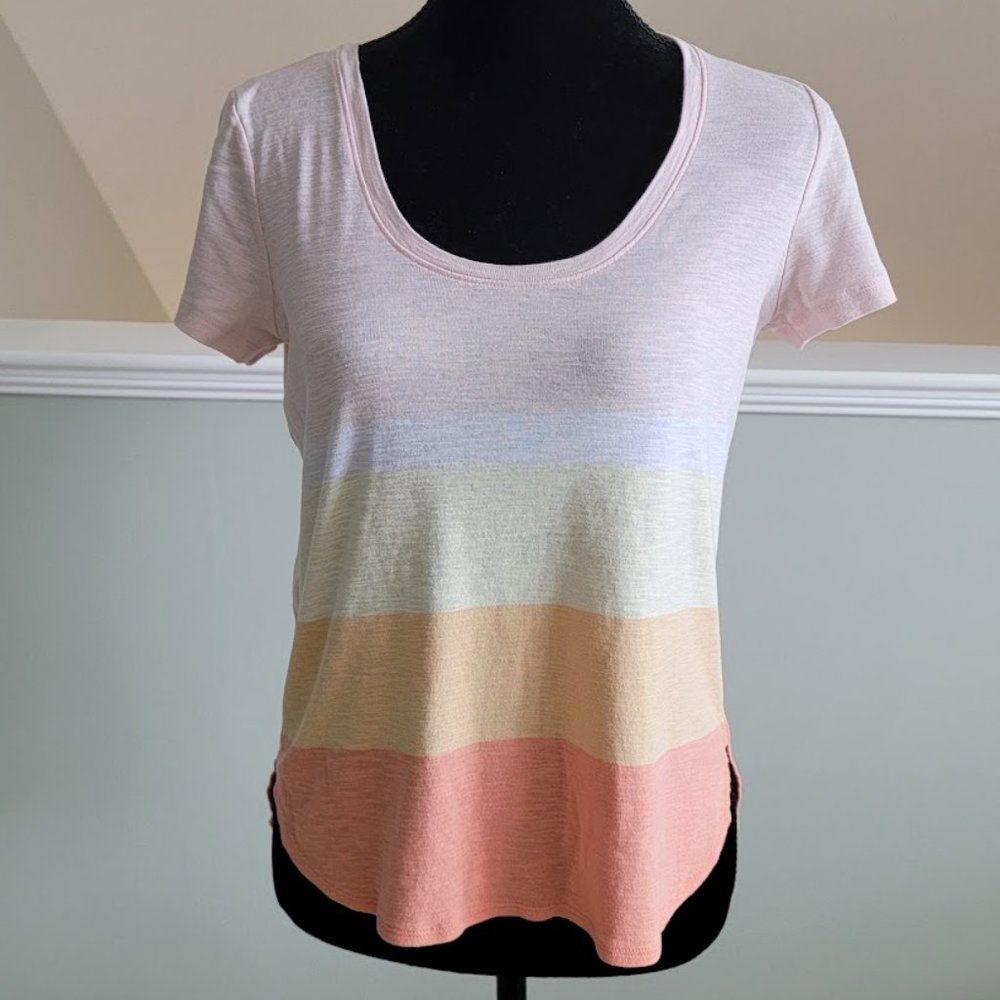 Tommy Bahama Ashby Isles Sunset Striped Cotton Tee Shirt Small  PreOwned